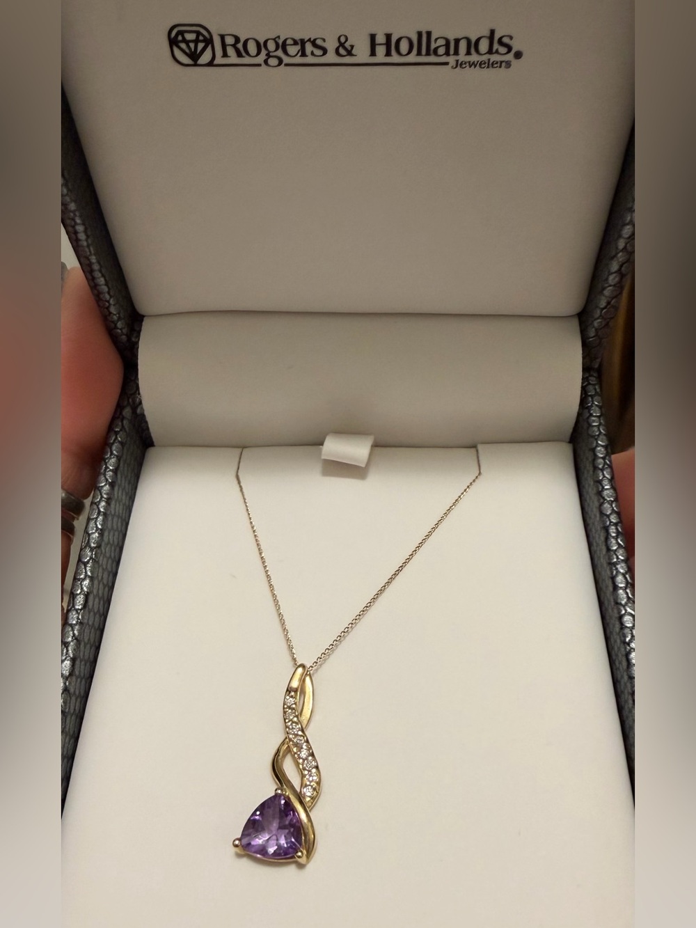 Gold Amethyst/Diamond Pendant Necklace